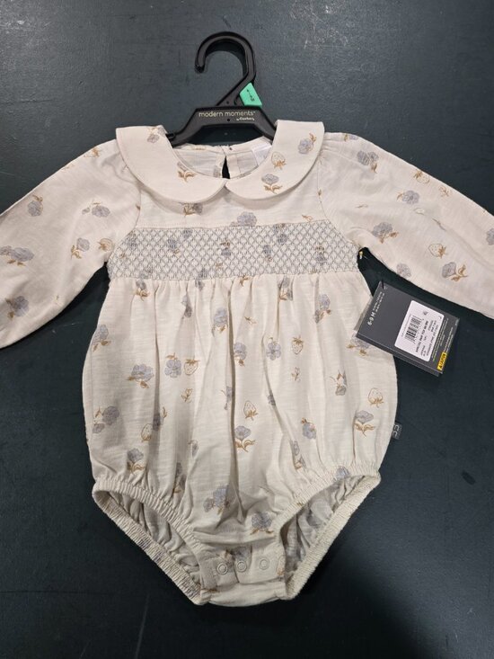 Modern Moments Other - NWT Modern Moments by Gerber Floral Smocked Bubble Romper 6-9 M Peter Pan Collar